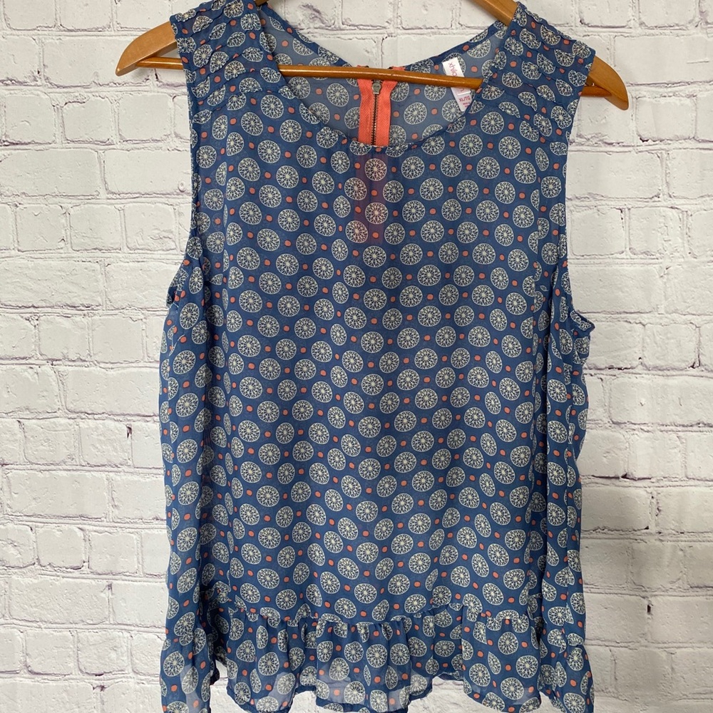 Xhilaration women’s sleeveless top, XL sheer blue